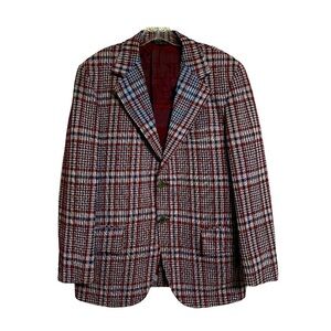 70s vtg Double Knit Plaid Blazer